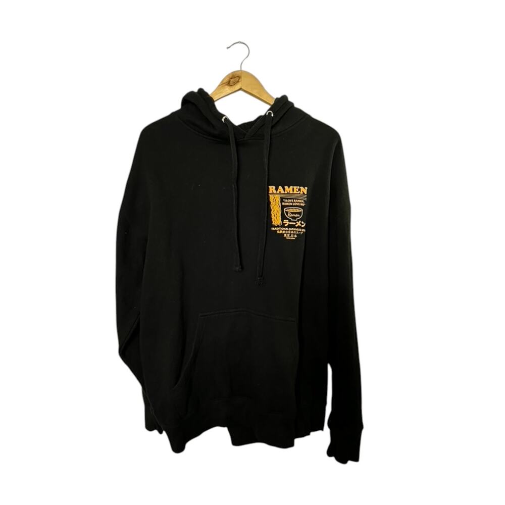 Ramen Noodle Black Graphic Hooded Sweatshirt Men's Size XL X Large NEW